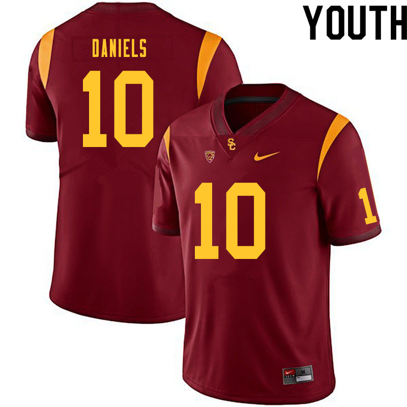 Youth #10 JT Daniels USC Trojans College Football Jerseys Sale-Cardinal